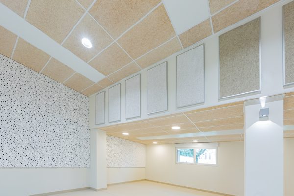 Détail d'architecture pour des panneaux acoustiques pour une salle des fetes, photo prise par un Photographe architecture